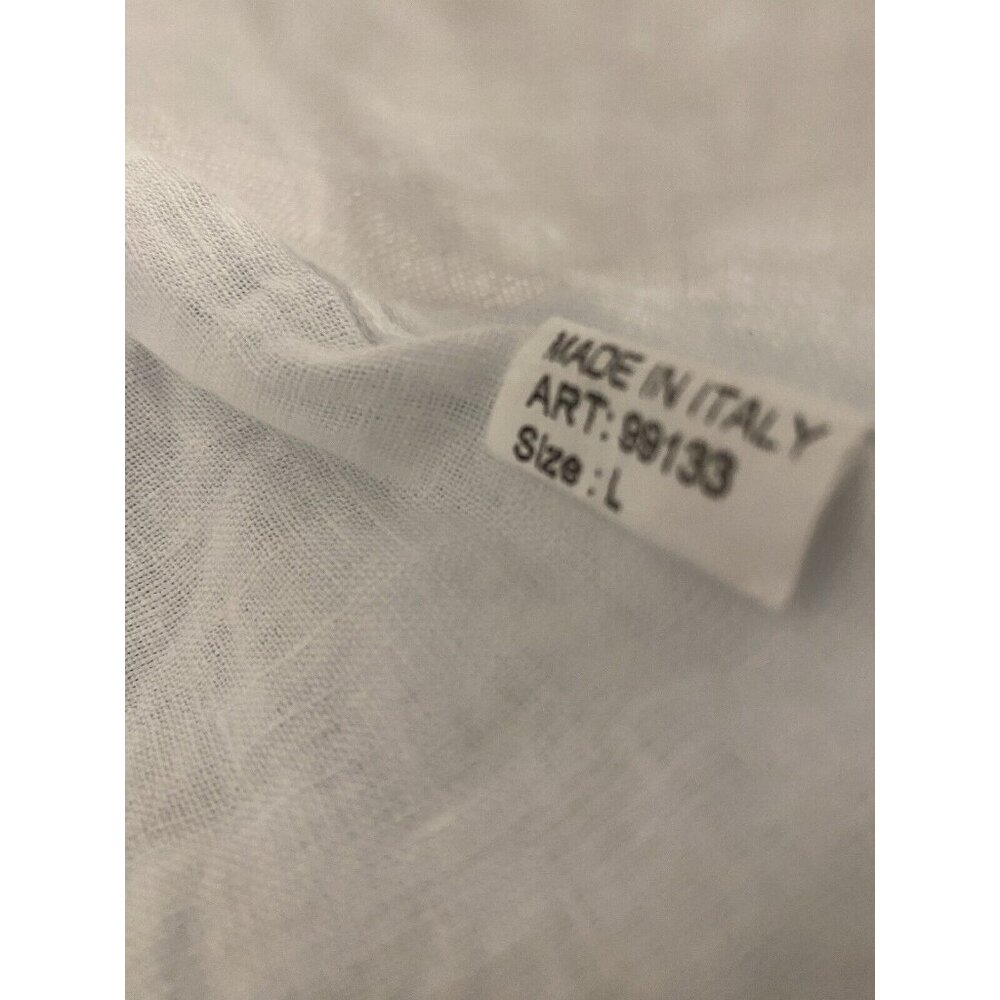 Viola Borghi L Cropped Top White 100% Linen From Italy Short Ruffle  Sleeves NEW - Picture 4 of 9